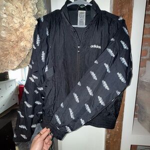 Adidas Black Logo Windbreaker Jacket